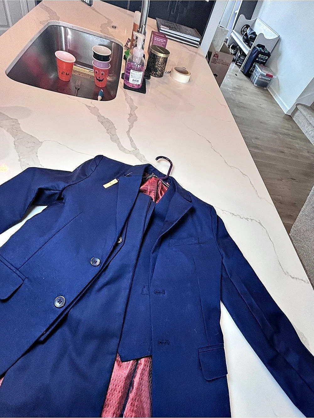 YuanLu Navy & orange Color Block suit